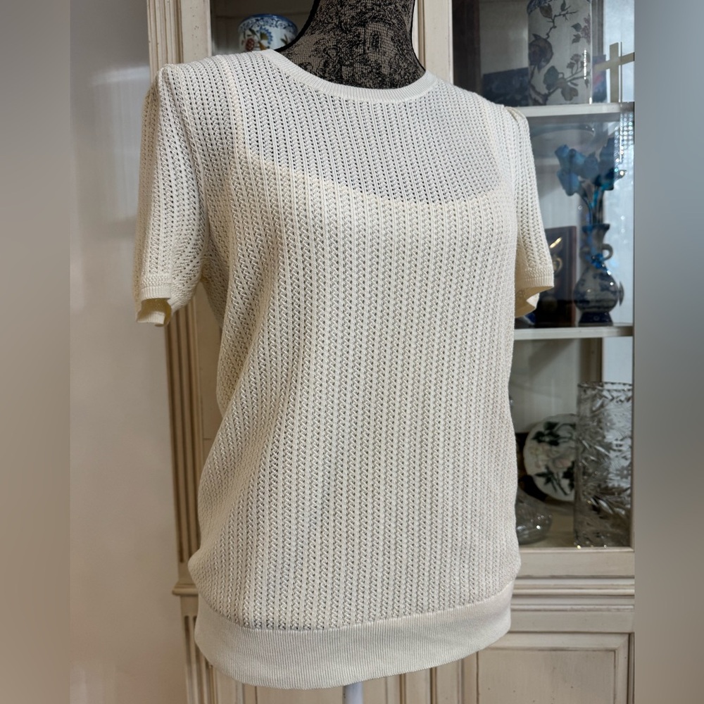 Lauren Ralph Lauren Winter Cream Crochet style knit cotton Sweater